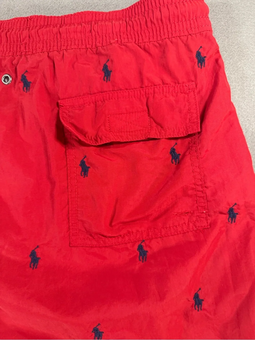 Mens Vintage Polo Ralph Lauren Logo Swimming Trunks In Red Size Large